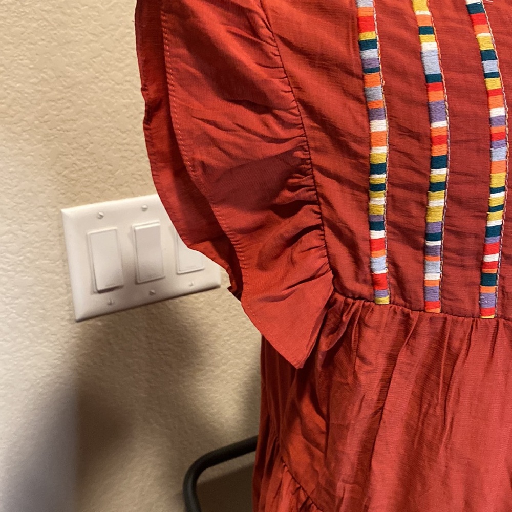 Entro Embroidered Ruffled Shift Dress - Picture 4 of 12